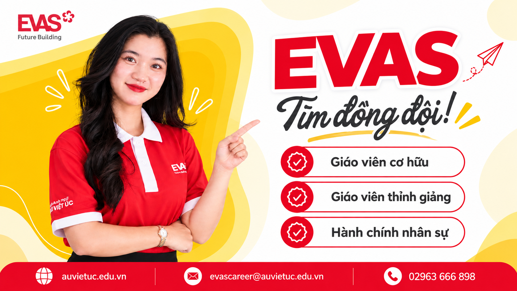 EVAS Tuyển Dụng 2026 – Giáo Viên Và Nhân Viên Hành Chính