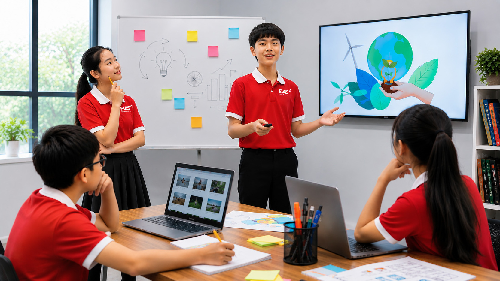 Học viên EVAS thuyết trình dự án bằng tiếng Anh trước lớp