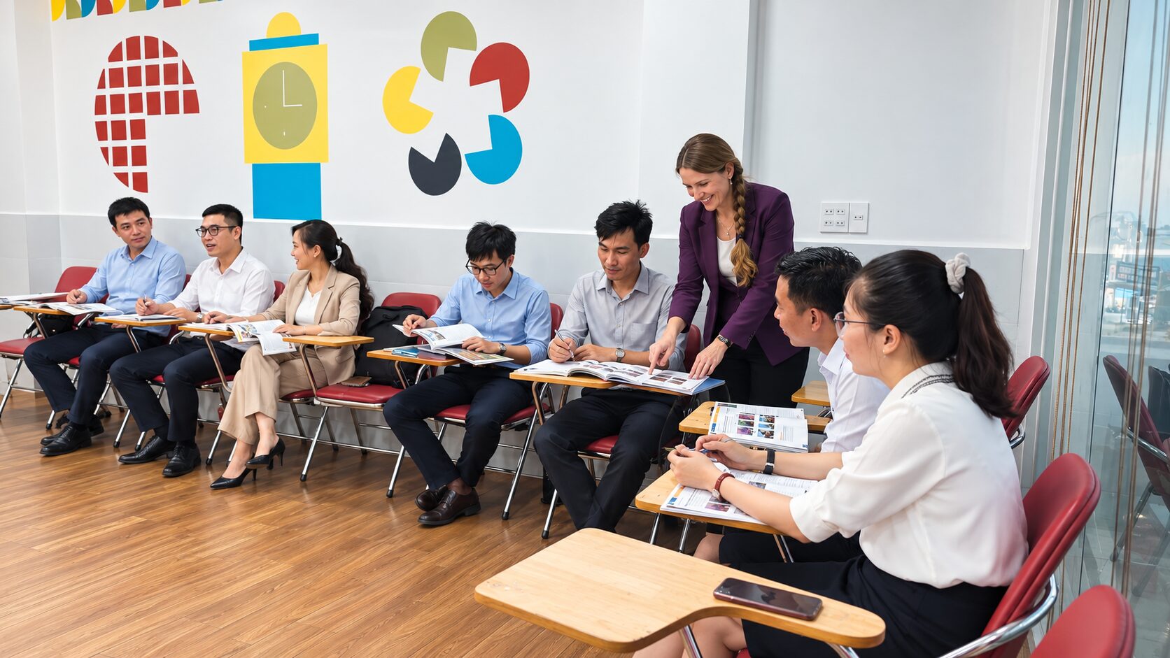 Giảng viên nước ngoài hướng dẫn học viên doanh nghiệp